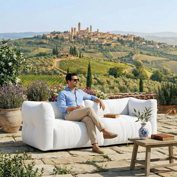 All Weather Outdoor loungebank 3 zits – Beige of wit