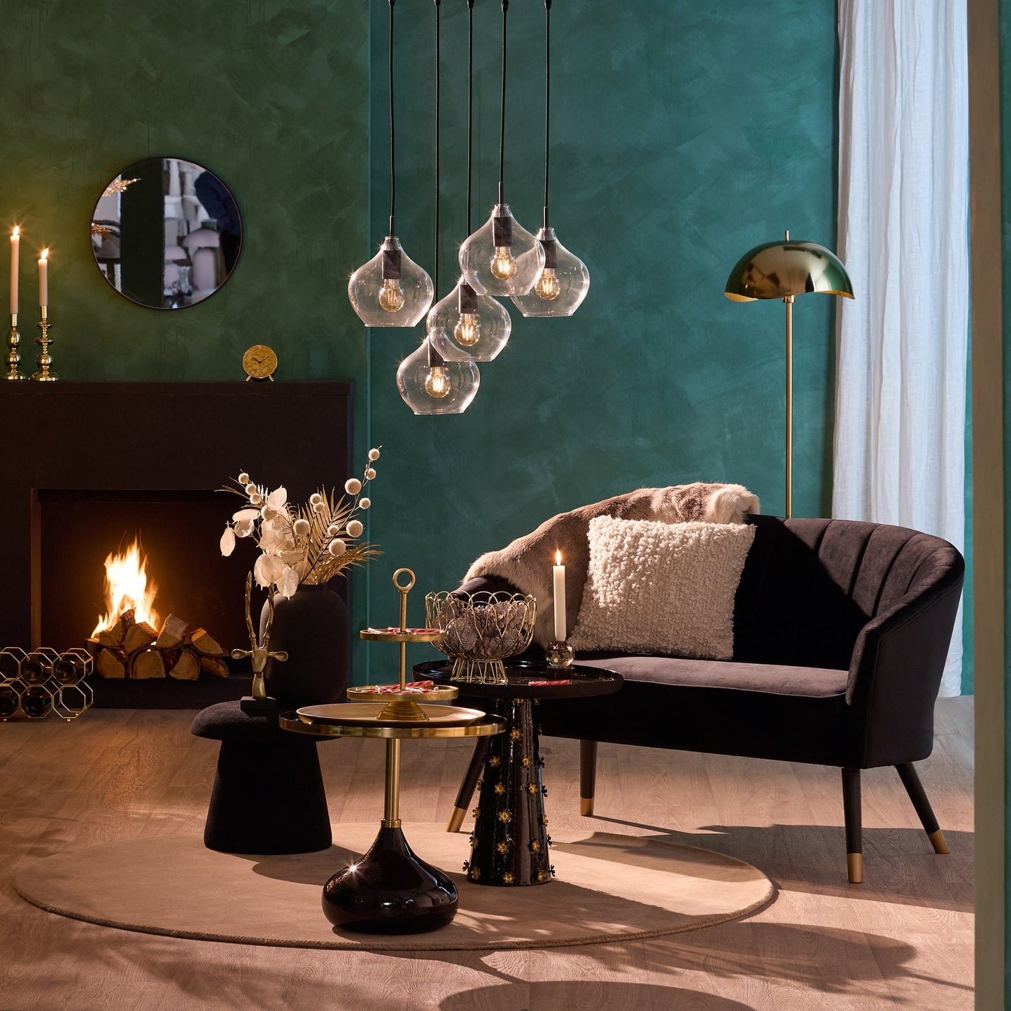 Antiek Brons Hanglamp | 5 Lichtbronnen met Verstelbare Hoogte | Stijlvolle Woonkamer Lamp voor Elegante Verlichting 2