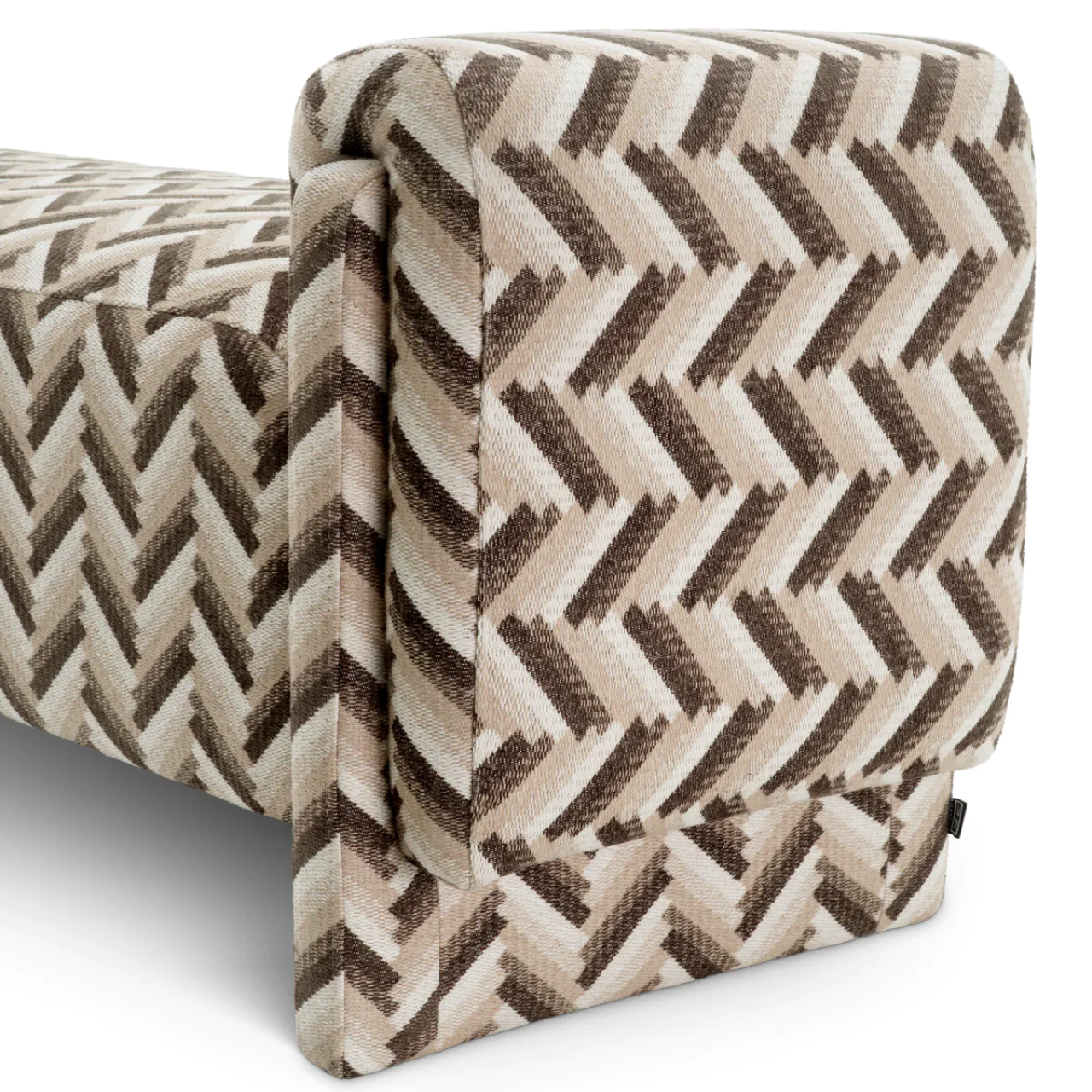Del Vale | Elegante Bank met Chevron Bruine Stof voor Comfort en Stijl 5