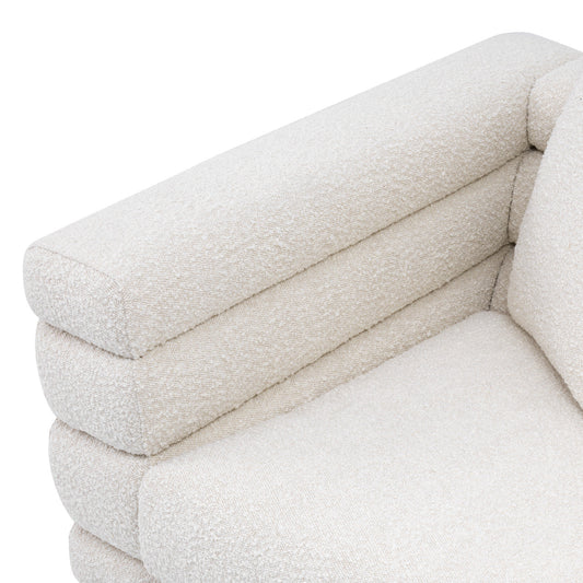 Luxueuze Bouclé Fauteuil met Messing Poten voor Elegante Interieurs 0