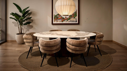 Pole to Pole Eettafel Ellipse Ovaal Keramiek Marmerlook 220cm x 110cm