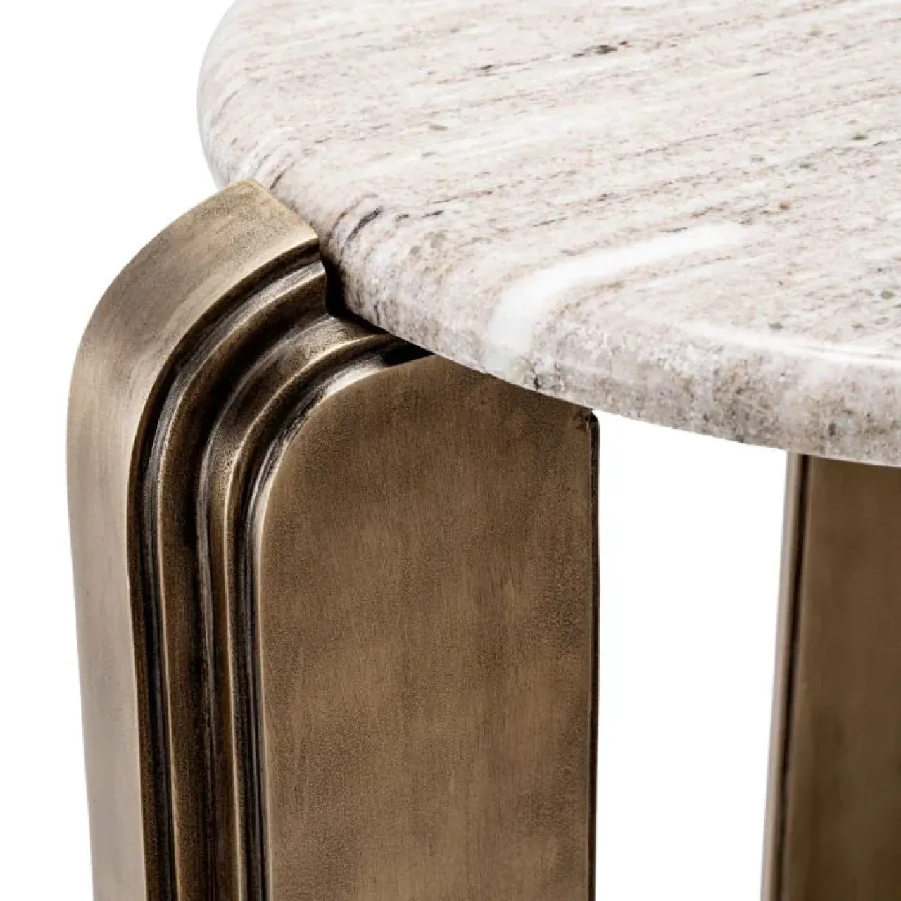 Albion | Ronde Salontafel met Marmeren Blad en Antiek Messing Onderstel | Stijlvol Meubel voor Elegante Interieurs