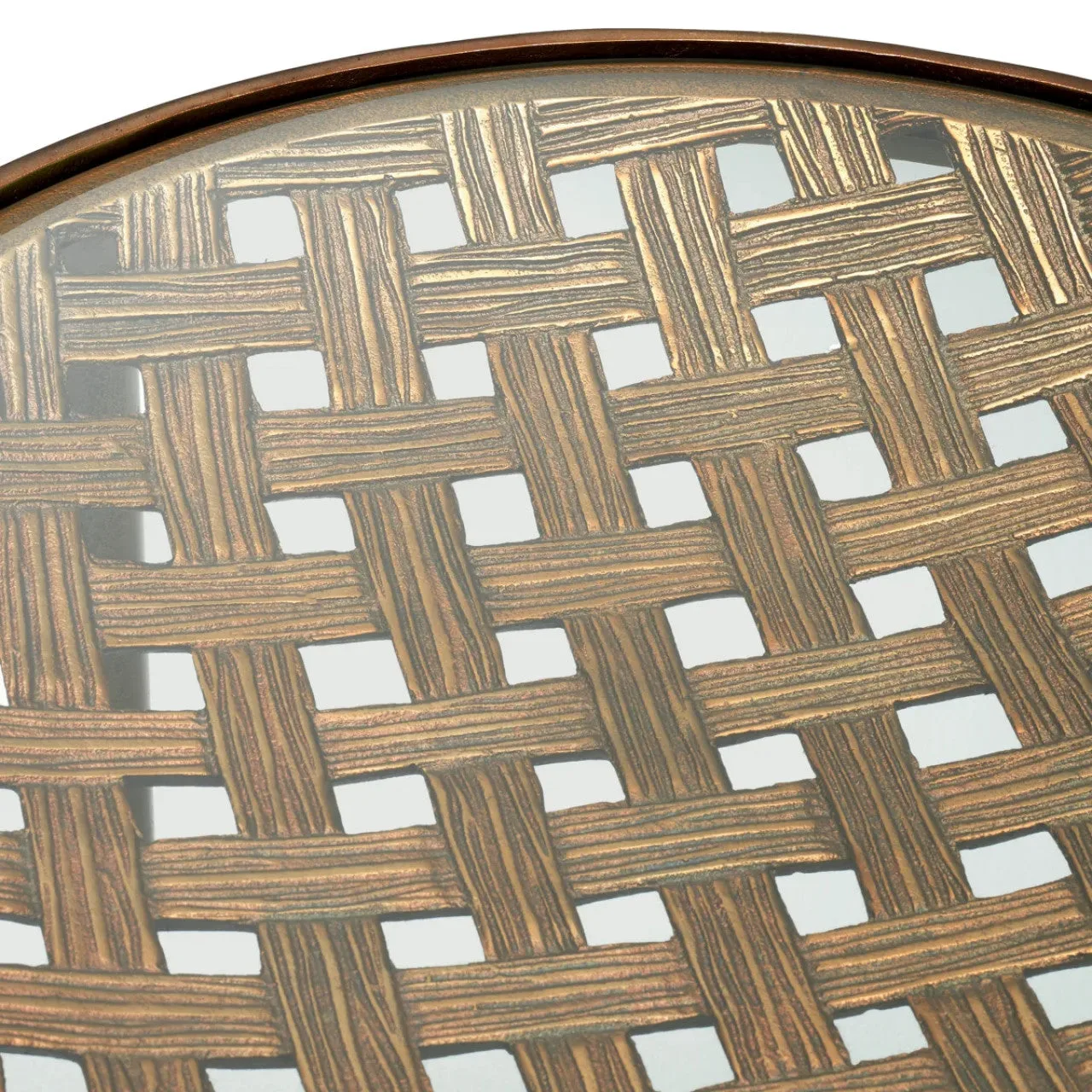 Sorrento | Bijzettafel met Antieke Messing Afwerking en Glazen Blad | Elegant Design voor Stijlvolle Interieurs