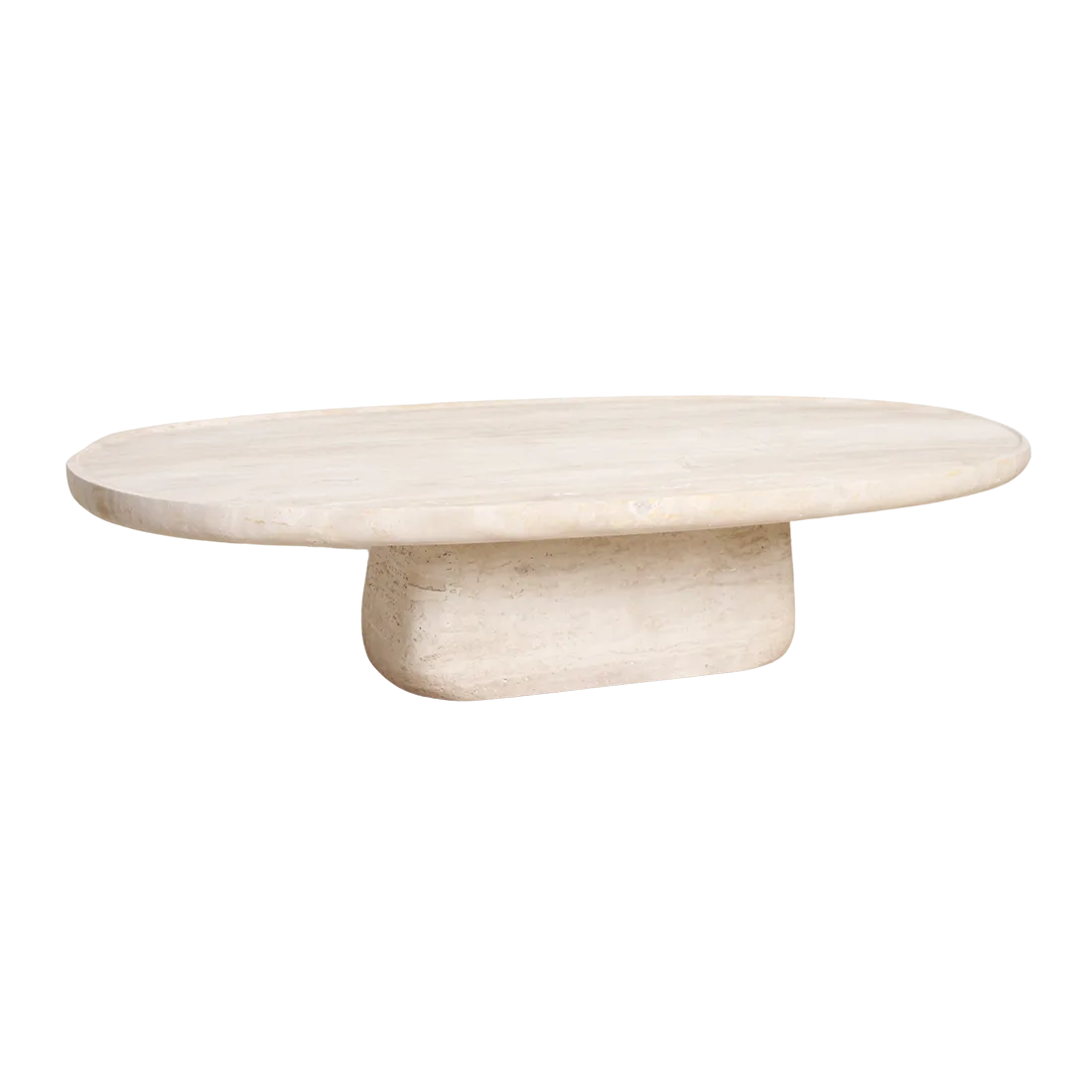 Travertin Salontafel | Ovaal Design 140x60x30 cm met Duurzaam Materiaal | Tijdloze Tafel voor Elegante Interieurs