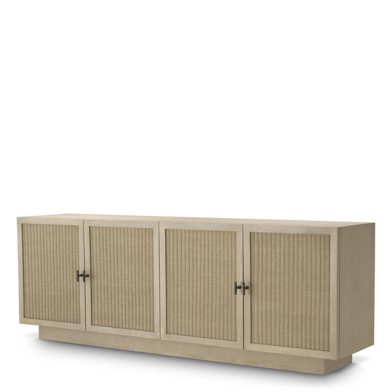 Dressoir Kast in Gewassen Eikenfineer met Natuurlijk Rattan | Stijlvol Interieur voor Organische Charme