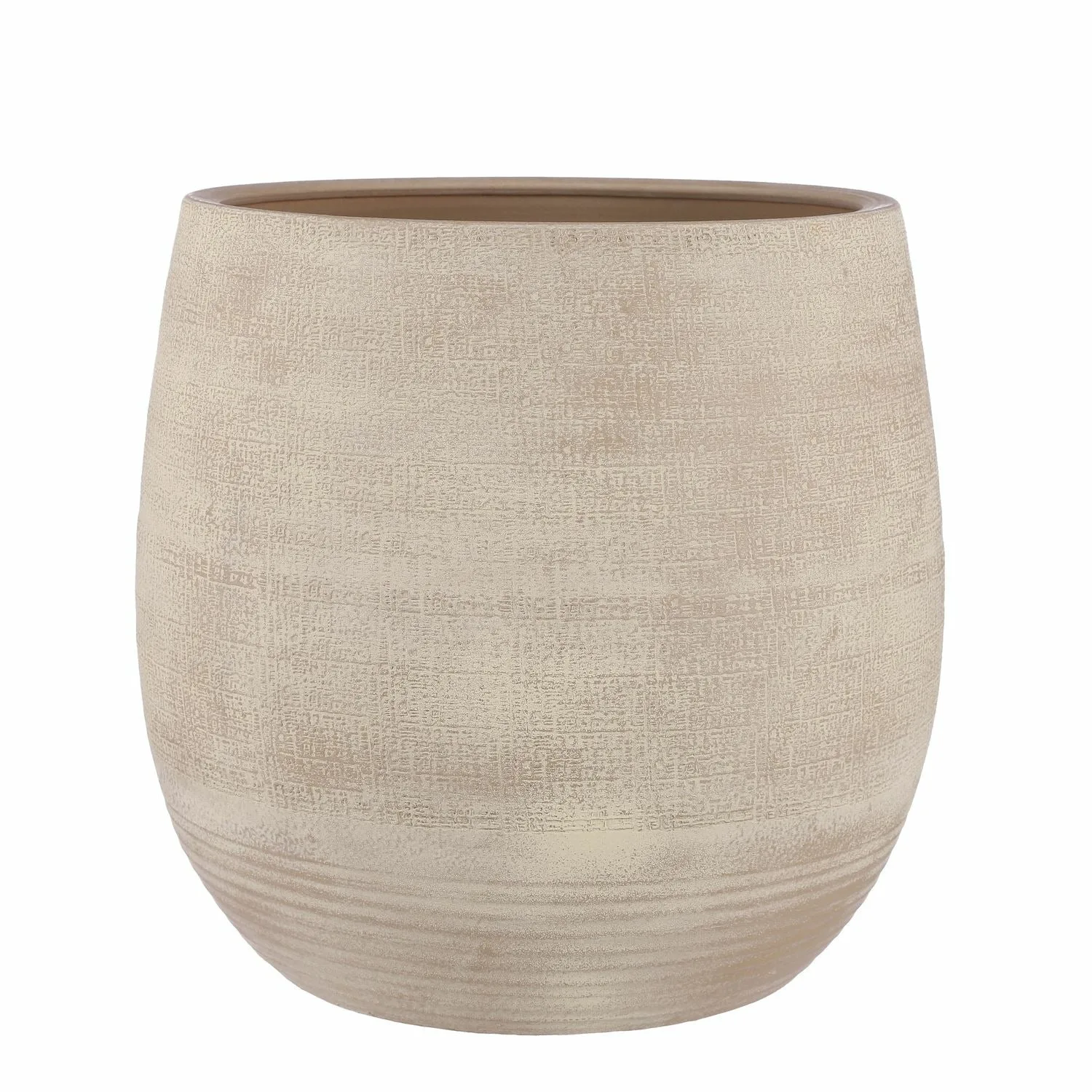 Victor Serie | Terracotta Bloempot Binnen met Beige Afwerking | Stijlvol Ontwerp voor Elegante Interieurs