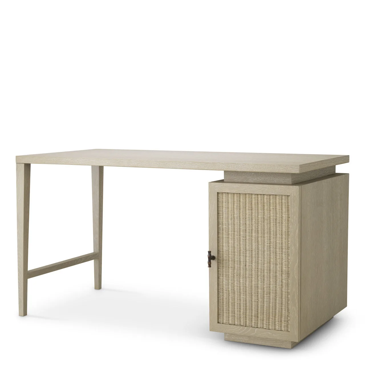 Bureau Borchard | Houten Bureau met Rattan Panelen voor Stijlvol Werken
