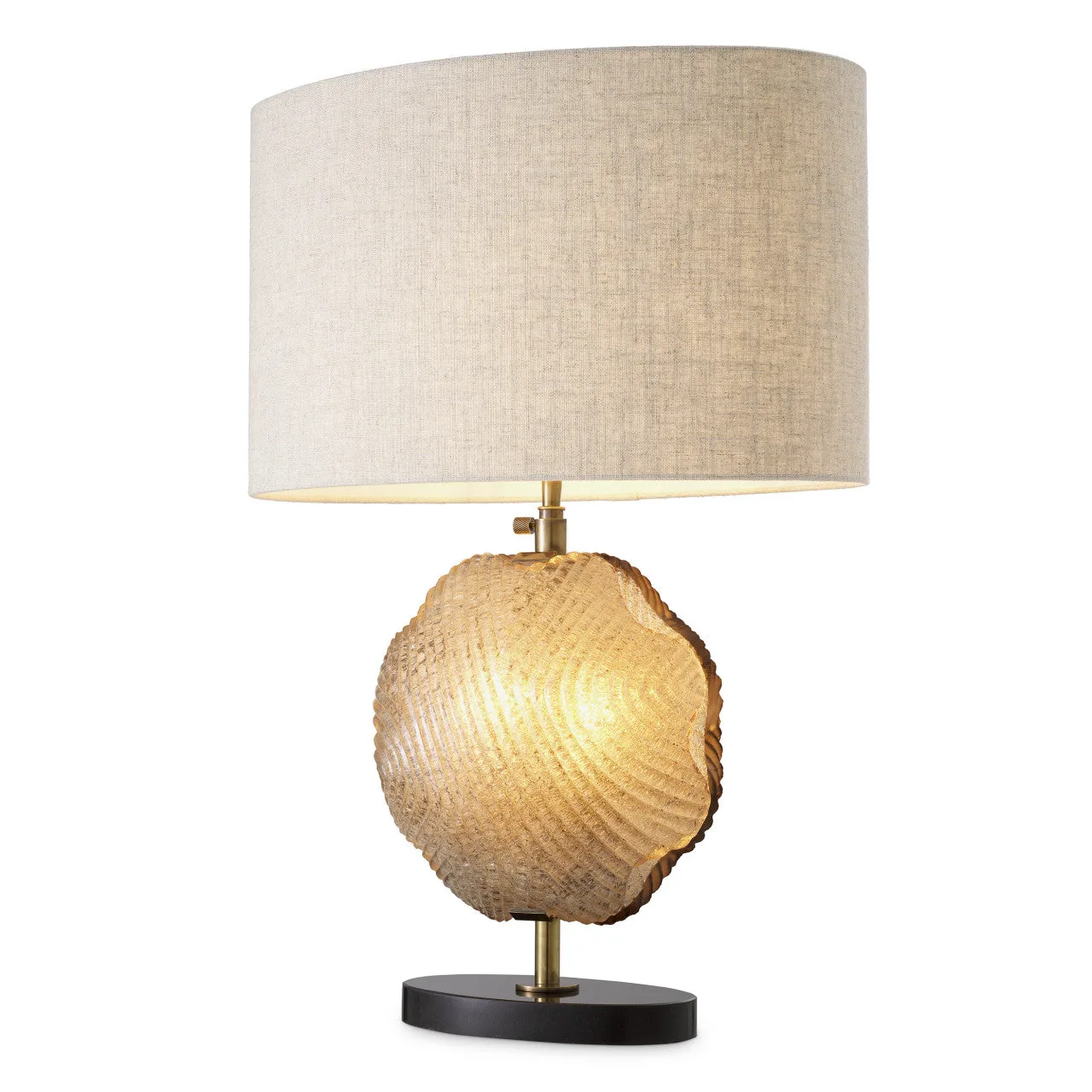 Nuria | Tafellamp met Handgemaakt Glas en Vintage Messing Accenten | Warm Licht voor Tijdloze Sfeer