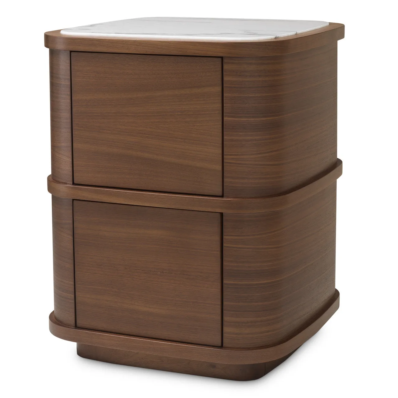 Nachtkastje Hout | Elegant Walnotenhouten Nachtkastje met Marmeren Afwerking | Compact Ontwerp voor Luxe Slaapkamers