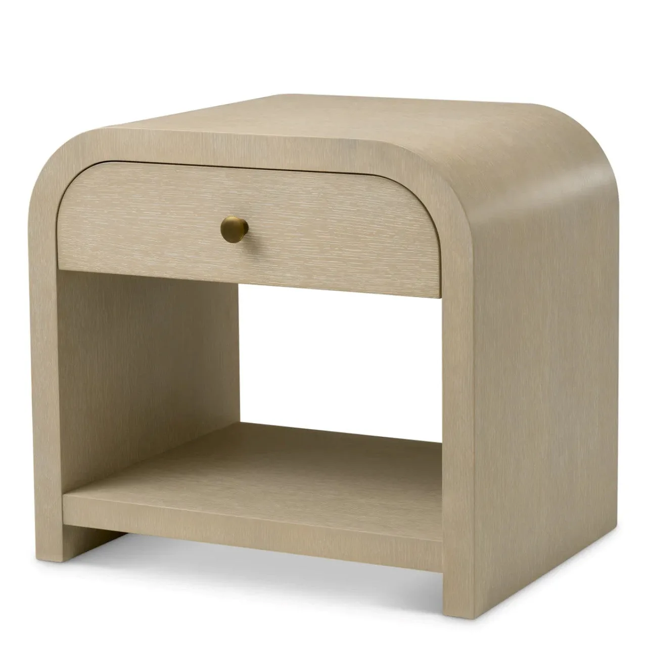 Rhodes | Beige Nachtkastje van Gewassen Eikenfineer met Ingetogen Charme | Perfect voor Slaapkamer Decoratie