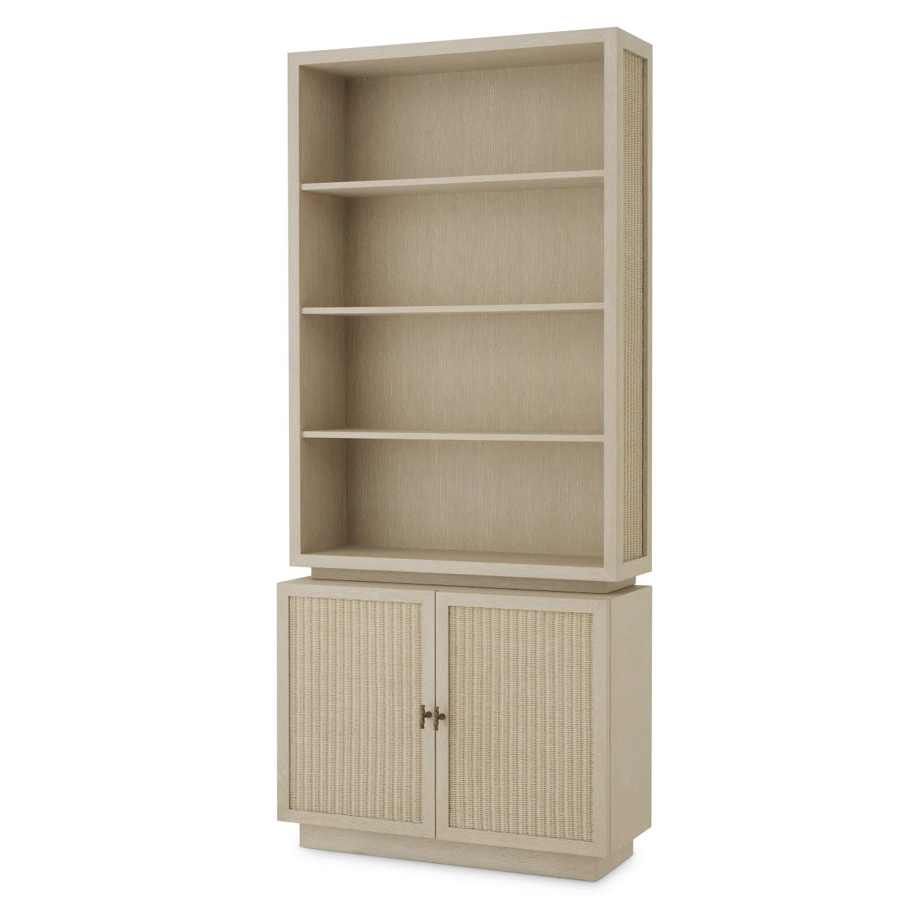 Kast van Gewassen Eikenfineer met Fijn Geweven Rattan | Tijdloze Elegantie voor Elk Interieur