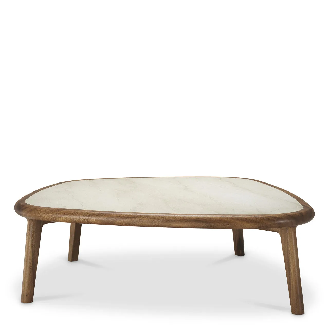 Wilma | Salontafel met Beige Marmeren Blad en Mahoniehouten Onderstel | Elegant Design voor een Verfijnde Uitstraling