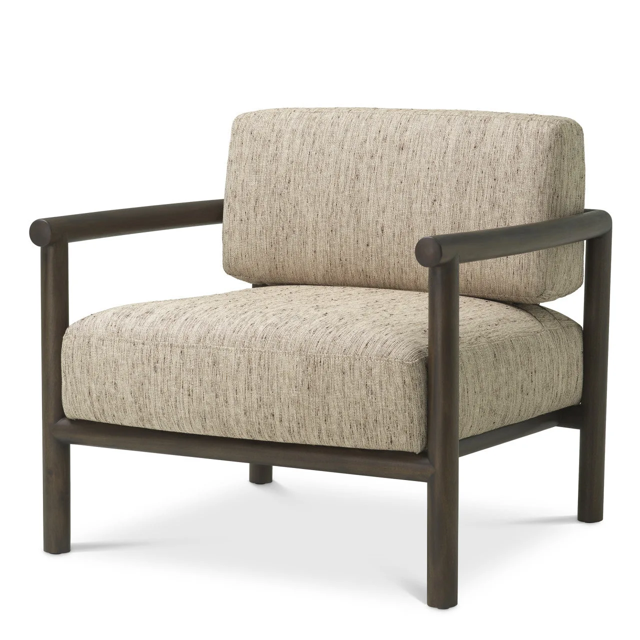 Ombria | Luxe Fauteuil met Mahoniehouten Frame en Beige Bekleding | Elegant Design voor Comfortabele Interieurs