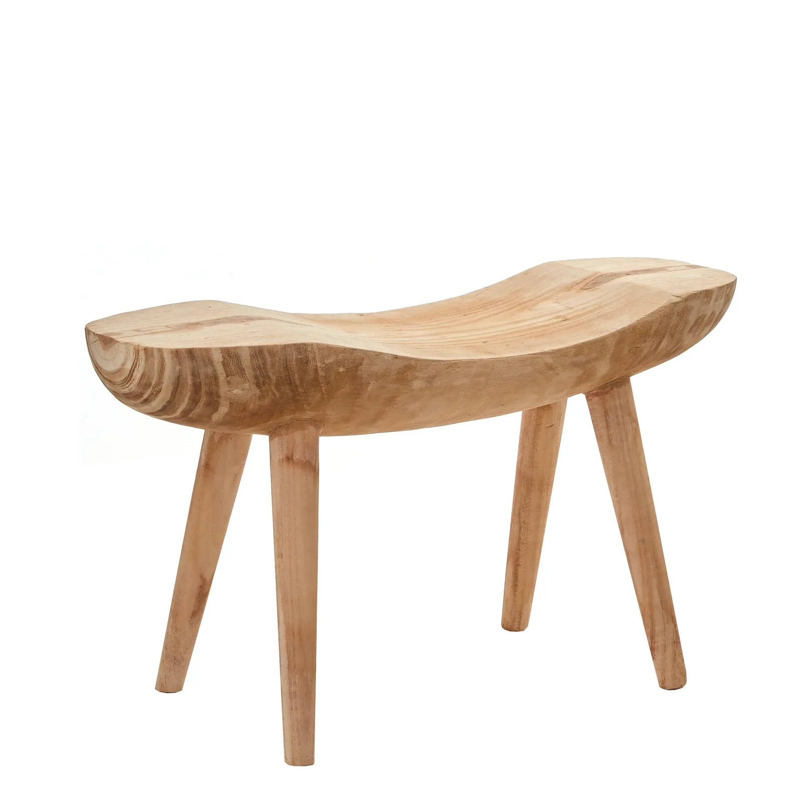 Mica | Decoratieve Kruk van Paulownia Hout met Natuurlijke Look | Multifunctionele Zitplek voor Jouw Interieur