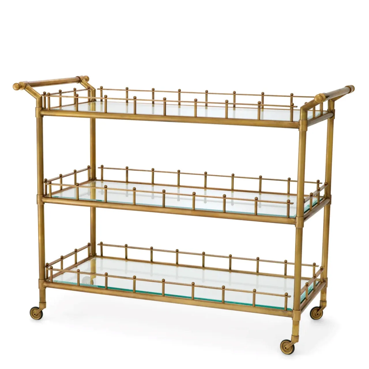 Trolley Scarlett L | Vintage Messing & Glazen Blad voor Tijdloze Stijl