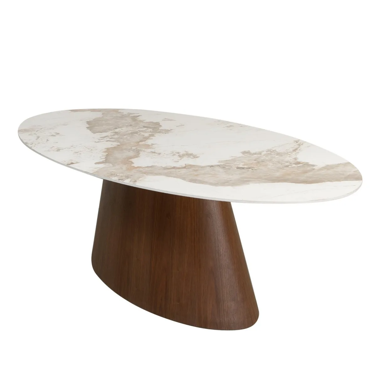 Elegante Ellipse Eettafel Keramiek Marmer 220cm met Onderhoudsvriendelijk Blad | Tijdloos Design voor Stijlvolle Eetruimtes