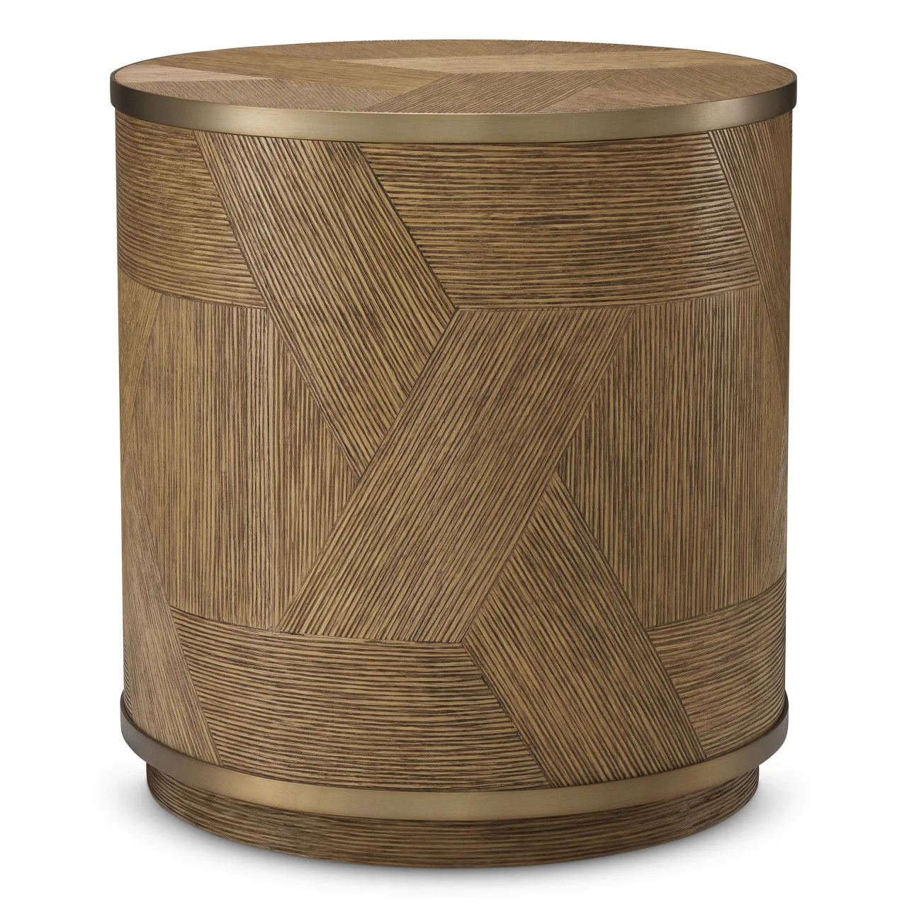 Bijzettafel van Eikenfineer met Messing Afwerking | Elegant Design voor Stijlvolle Interieurs