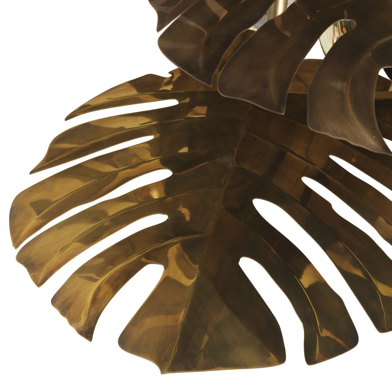 Tropische Kandelaar | Gouden Metaal met Monstera-Inspiratie | Elegante Decoratie voor een Warm Interieur