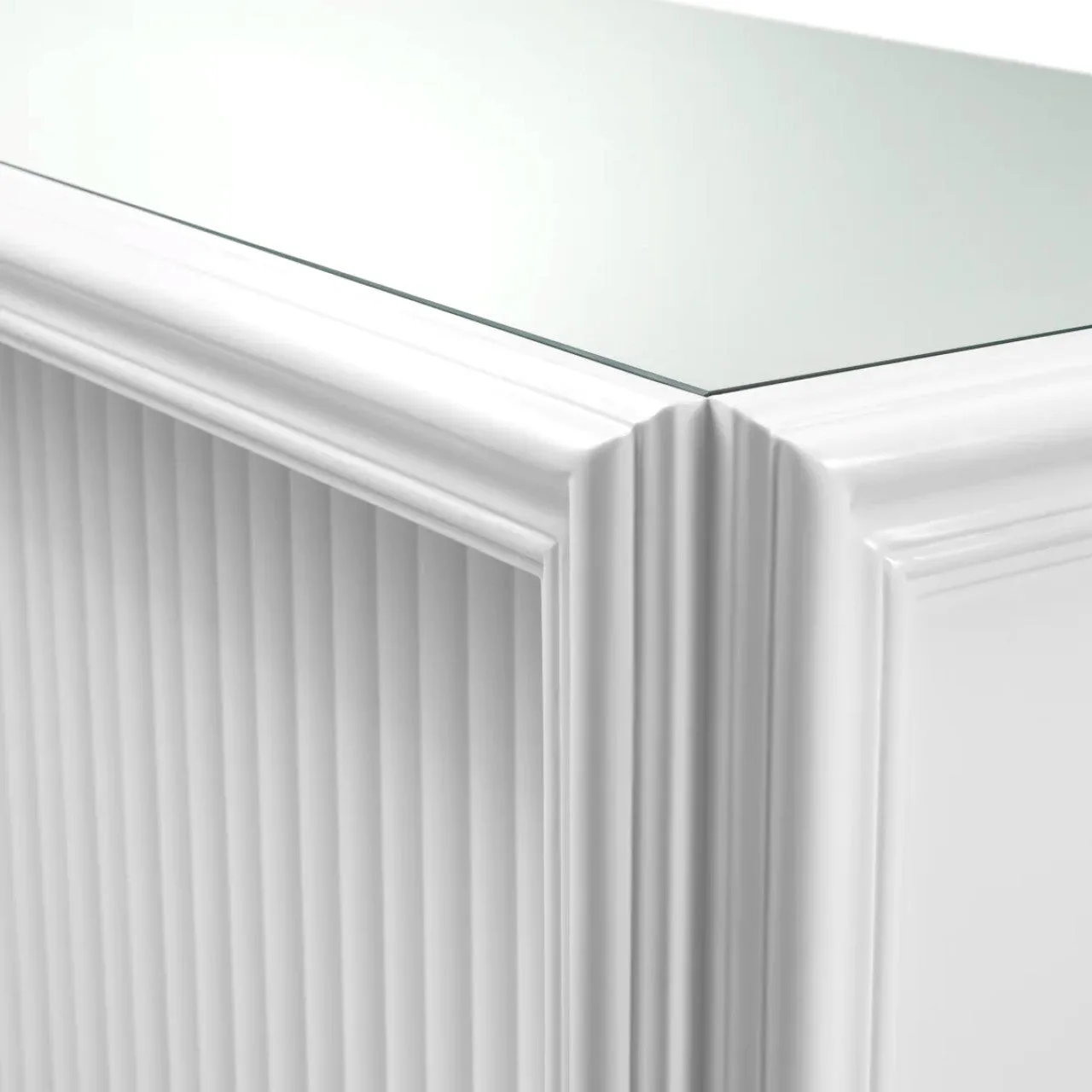 Elegante Bar met Semi-Glanzend Witte Afwerking | Houten en Glazen Constructie voor Moderne Interieurs