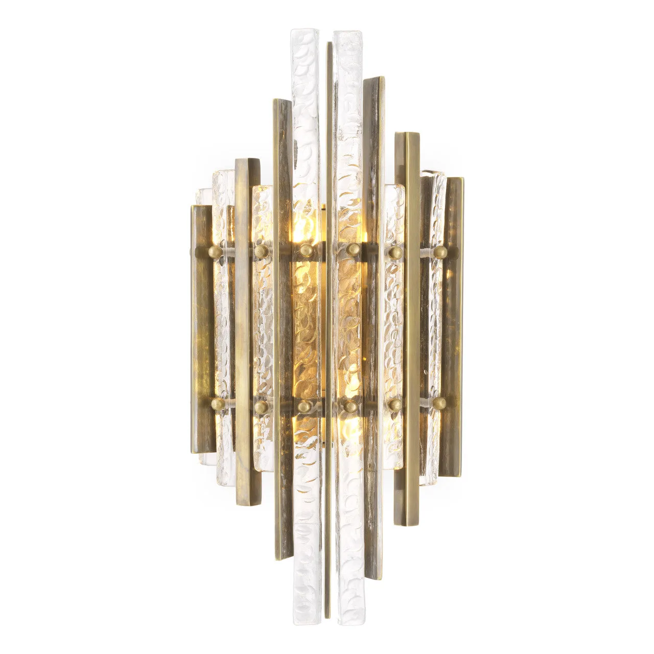 Leonora | Wandlamp met Handgemaakte Glazen Panelen en Vintage Messing Afwerking | Elegante Verlichting voor Modern Interieur