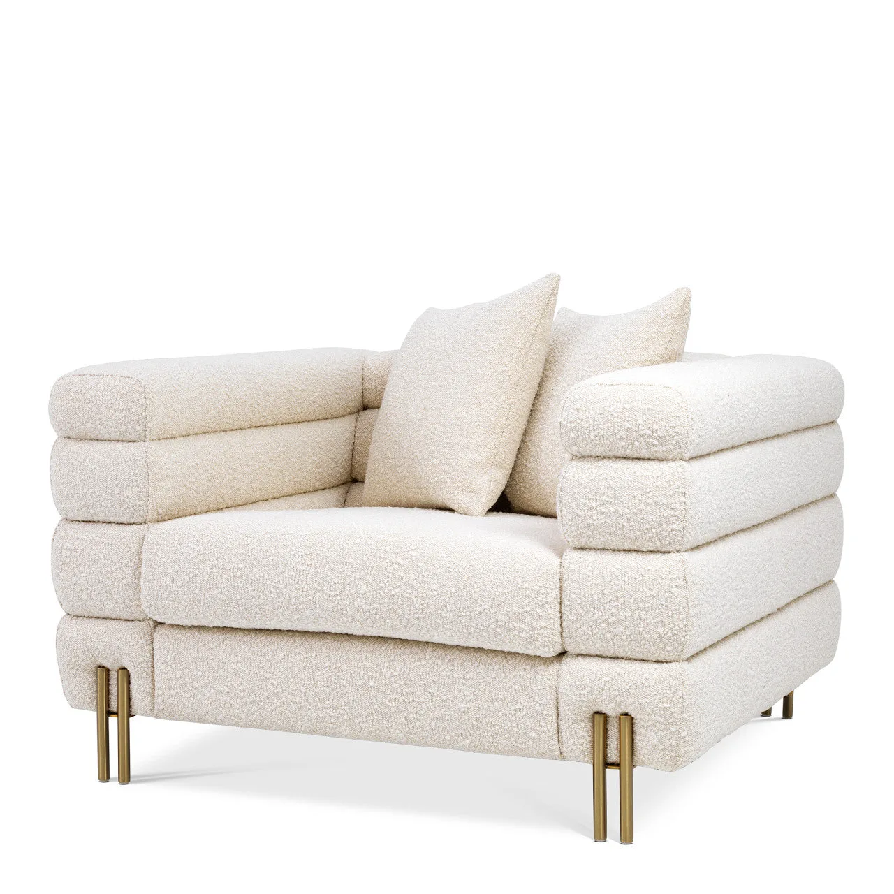 Luxueuze Bouclé Fauteuil met Messing Poten voor Elegante Interieurs