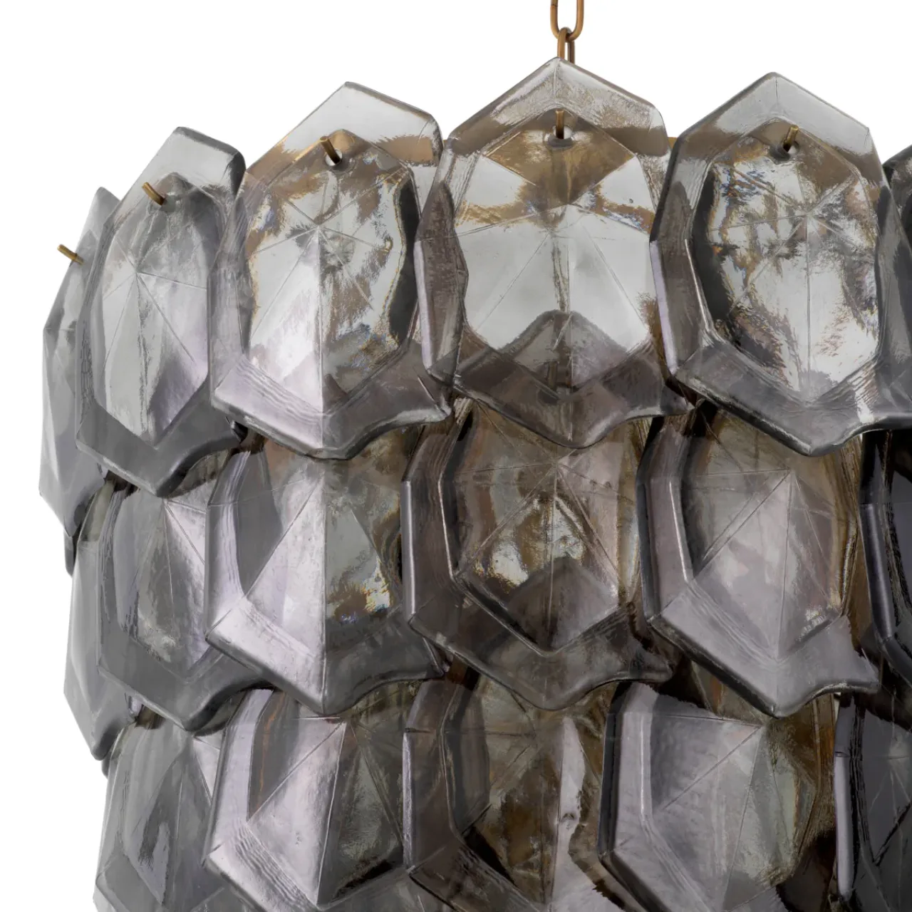 Elias | Hanglamp Eettafel met Rookglas & Brass Afwerking | Retro Woonkamer Lamp voor Sfeervolle Verlichting