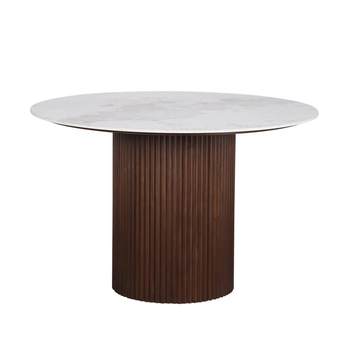 Urban Chique Ronde Tafel Keramiek Marmer / Walnoot Fineer