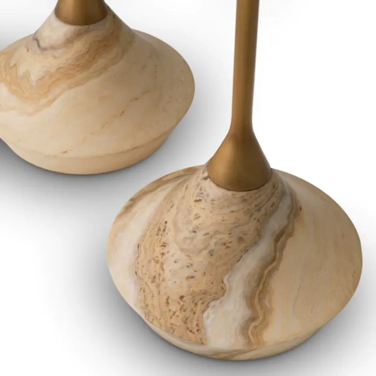 Puglia | Set van 2 Bijzettafels met Houten Bladen en Onyx Basis | Elegante Decoratie voor Elk Interieur