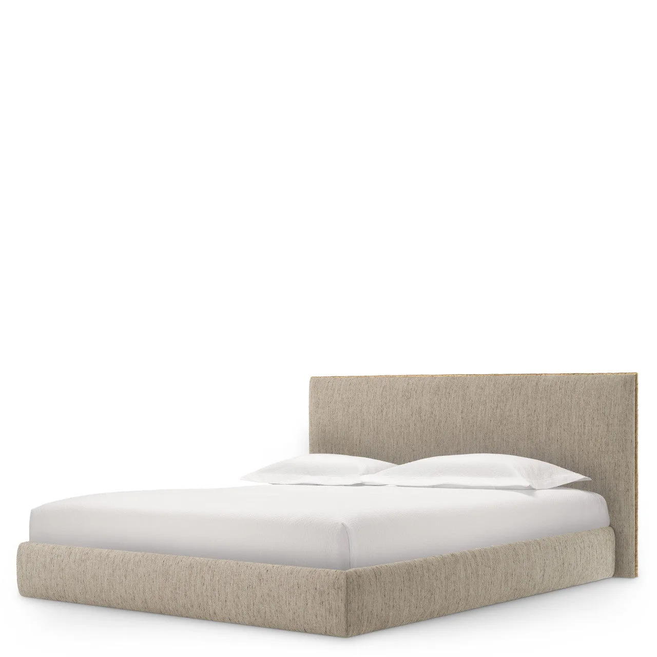 Luxe Bed met Gehamerde Metalen Rand en Zachte Beckett-Stof | Tijdloos Design voor Comfort en Elegantie