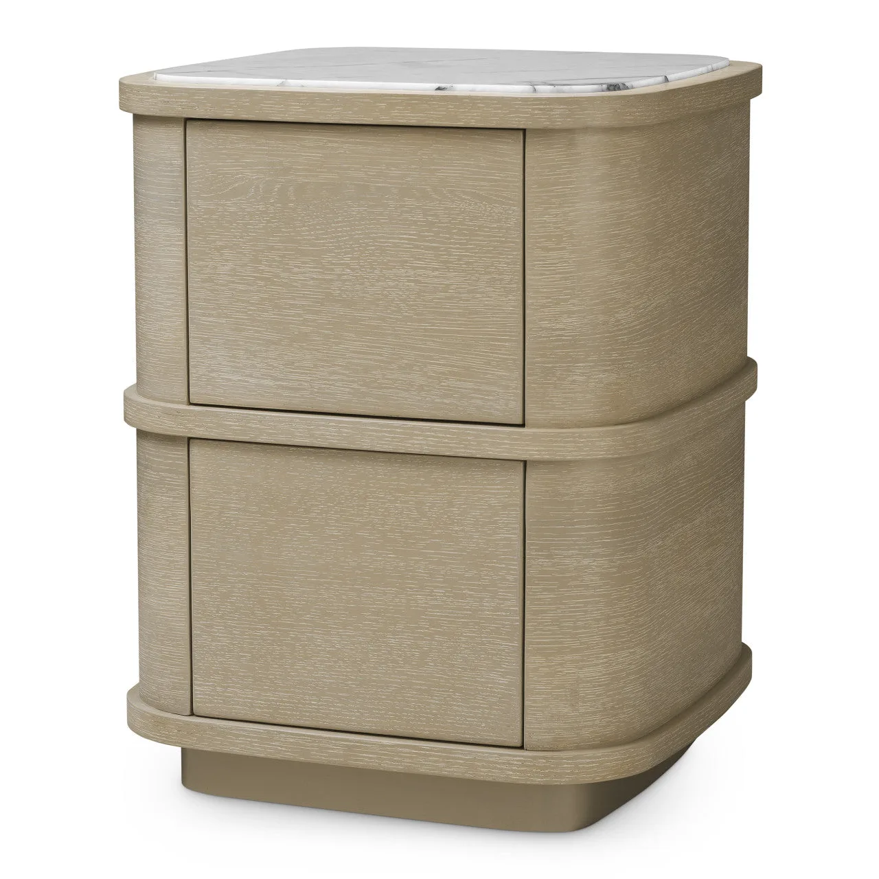 Nachtkastje Hout | Elegant Eikenfineer met Marmeren Accenten | Compact Ontwerp voor Stijlvolle Ruimtes