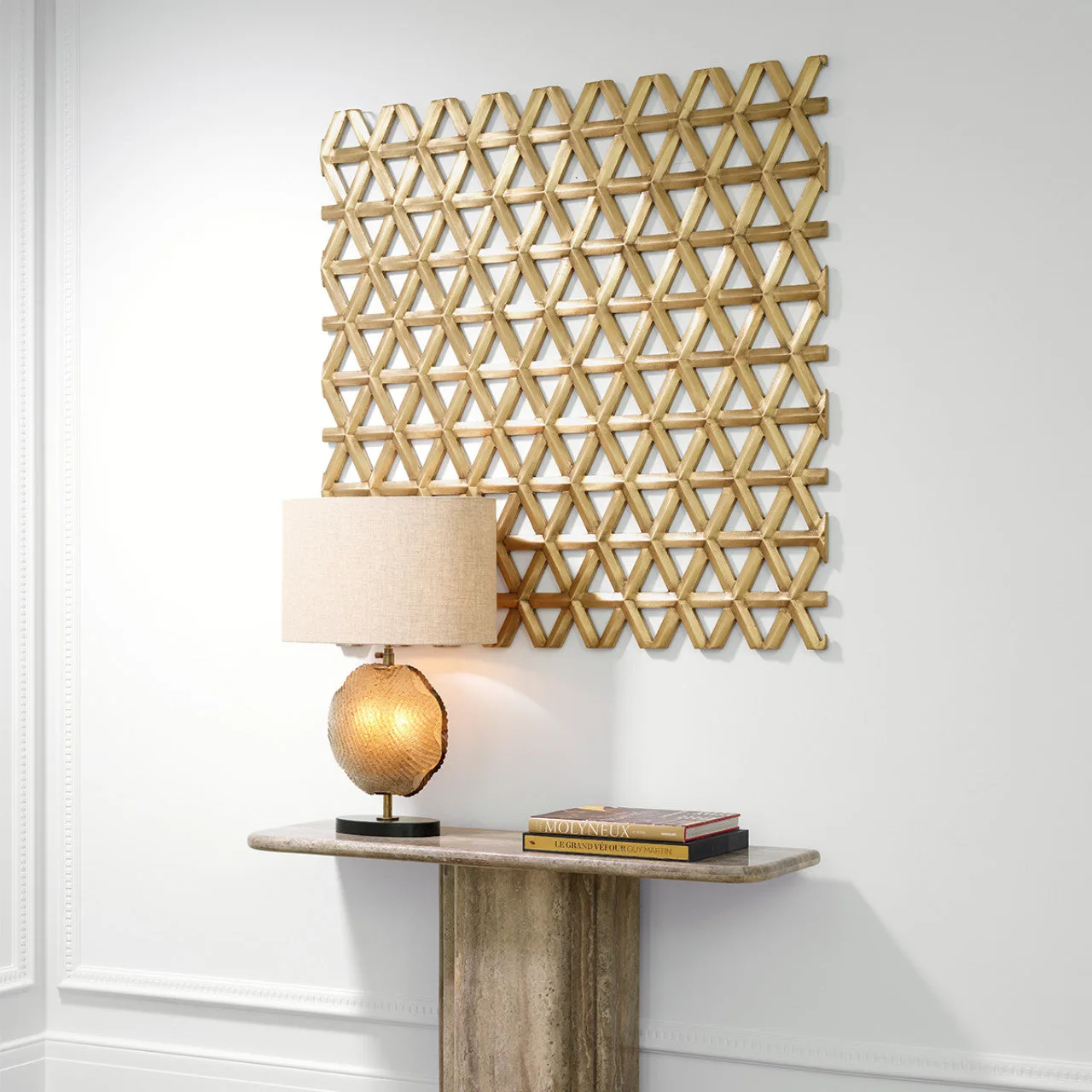 Aureus | Wandpaneel in Vintage Messing met Driedimensionaal Ontwerp | Luxe Decoratie voor Modern Interieur