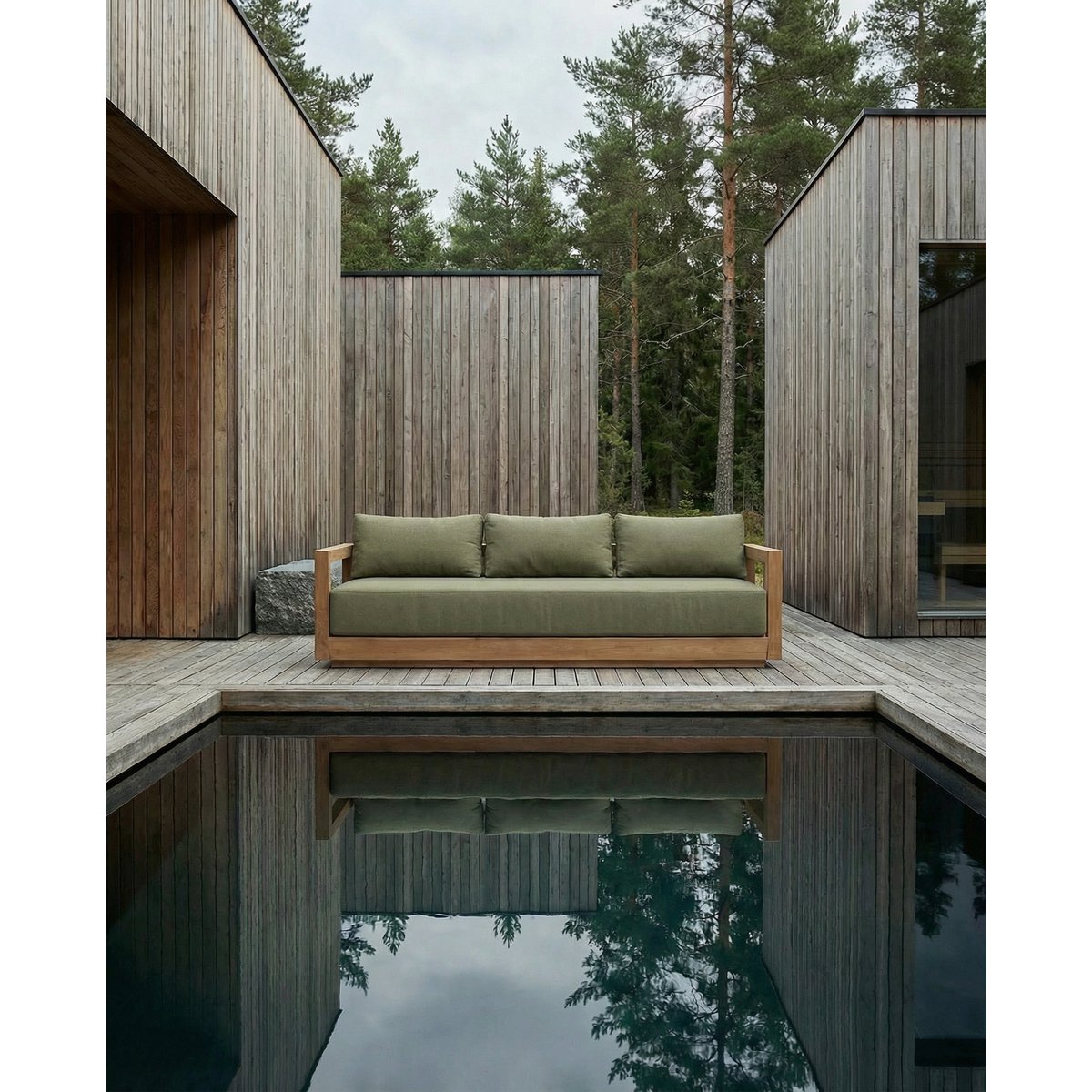 De Umalas driezitsbank - buiten - groene algen