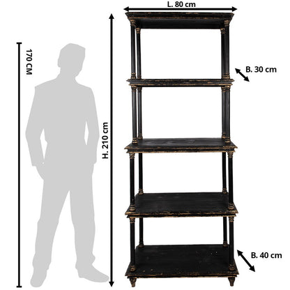 Boekenkast Zwart, Hout 80x40x210 cm