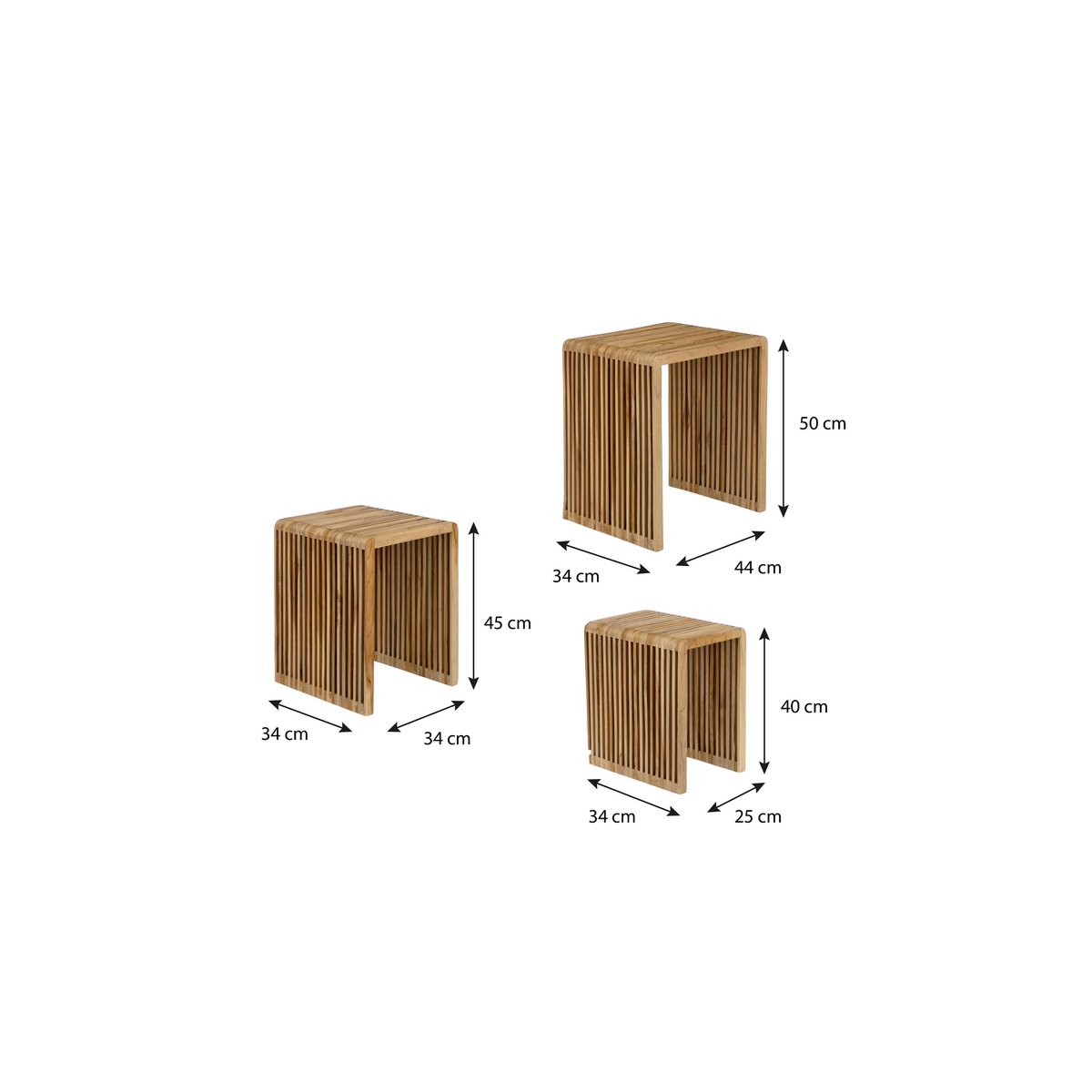 Bijzettafel set Yonker Bruin