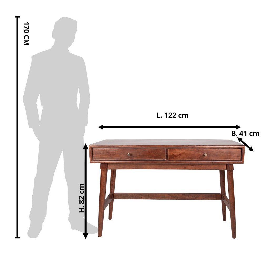 Bureautafel Bruin, Hout 122x41x82 cm