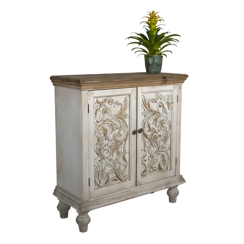 Dressoir Wit Bruin, Hout 91x38x100 cm