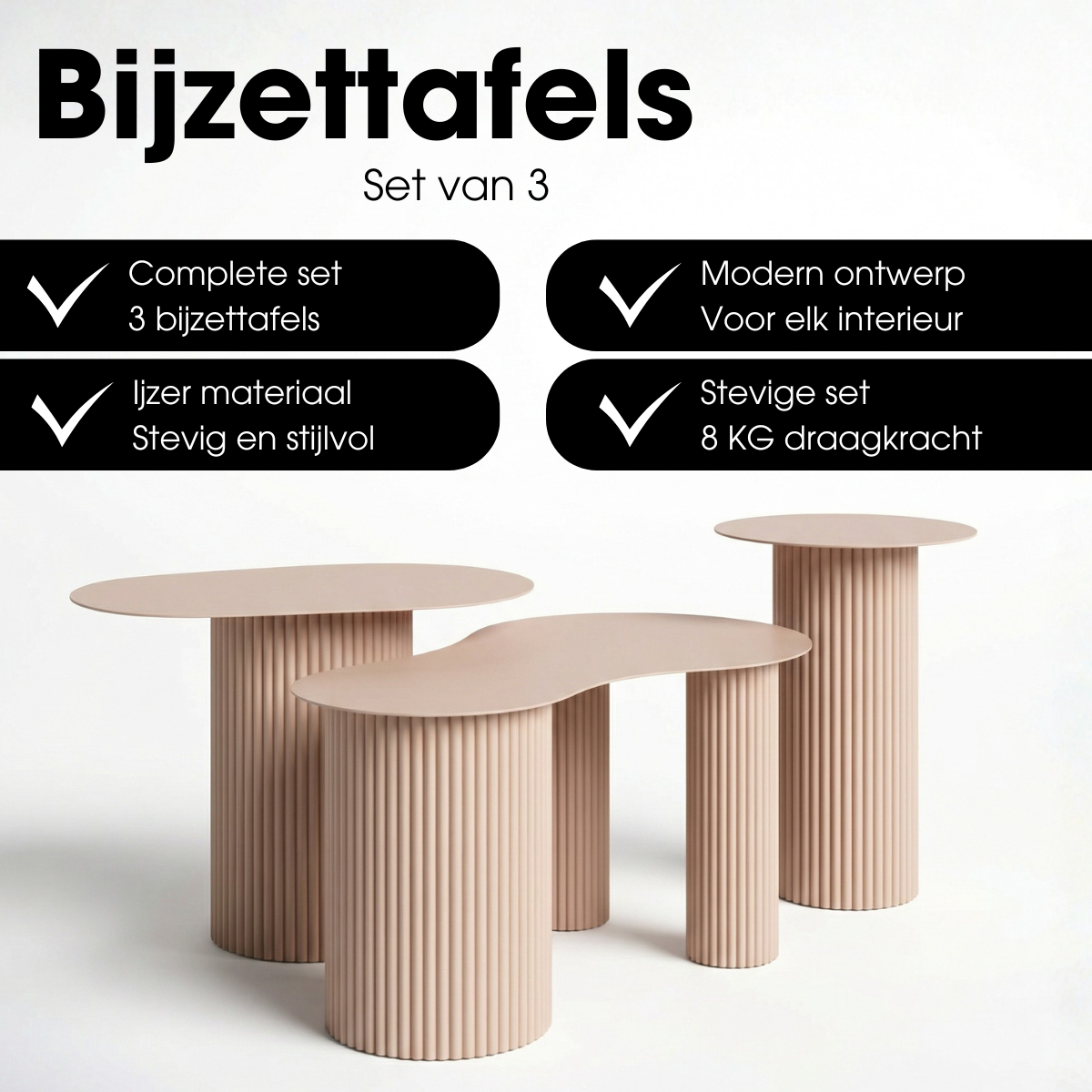 Bijzettafel Lux Lichtbruin