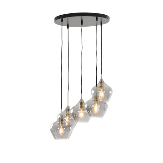 Antiek Brons Hanglamp | 5 Lichtbronnen met Verstelbare Hoogte | Stijlvolle Woonkamer Lamp voor Elegante Verlichting 0