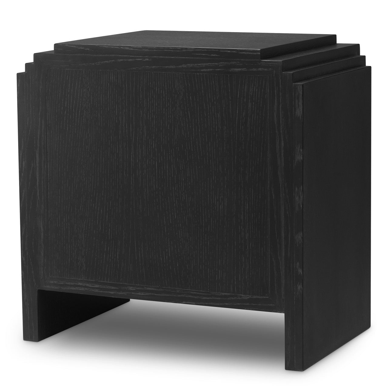 ArtDeco | Nachtkastje Zwart met Charcoal Grey Eikenfineer & Bronzen Accenten | Stijlvol Ontwerp voor Elegante Slaapkamers 6