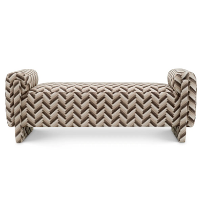 Del Vale | Elegante Bank met Chevron Bruine Stof voor Comfort en Stijl 2