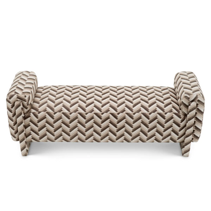 Del Vale | Elegante Bank met Chevron Bruine Stof voor Comfort en Stijl 3