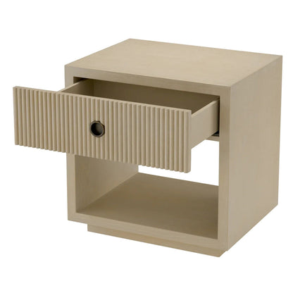 Dimitrios | Nachtkastje van Gewassen Eikenfineer met Moderne Afwerking | Stijlvol Beige Nachtmeubel voor Elke Slaapkamer 3