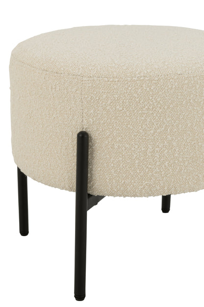 Elegante Kruk van Bouclé en Hout met Compact Ontwerp | Perfect voor Stijlvolle Interieurs 1