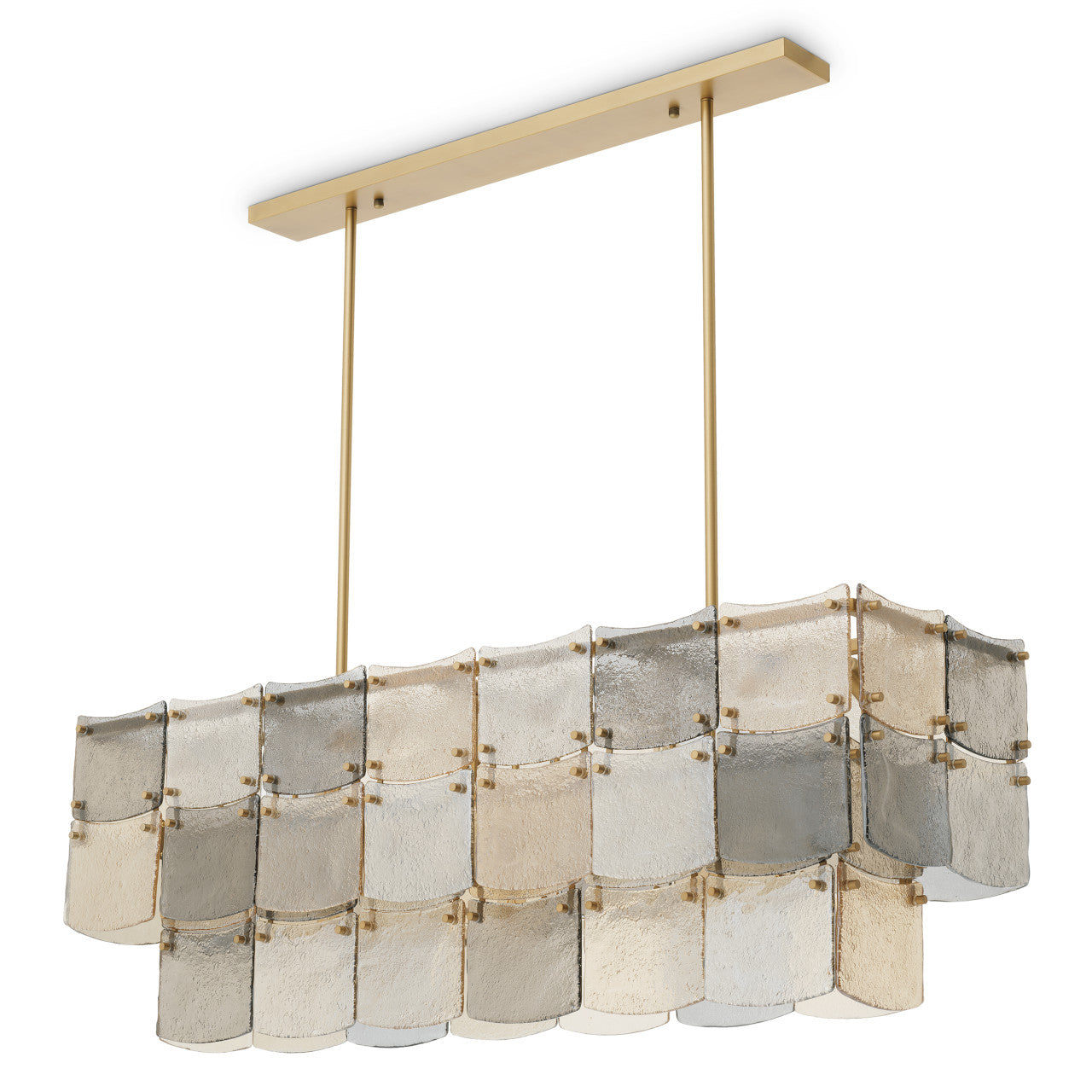 Laurent | Rechthoekige Kroonluchter met Antiek Messing en Smoked Glass | Elegante Verlichting voor een Warme Sfeer 3
