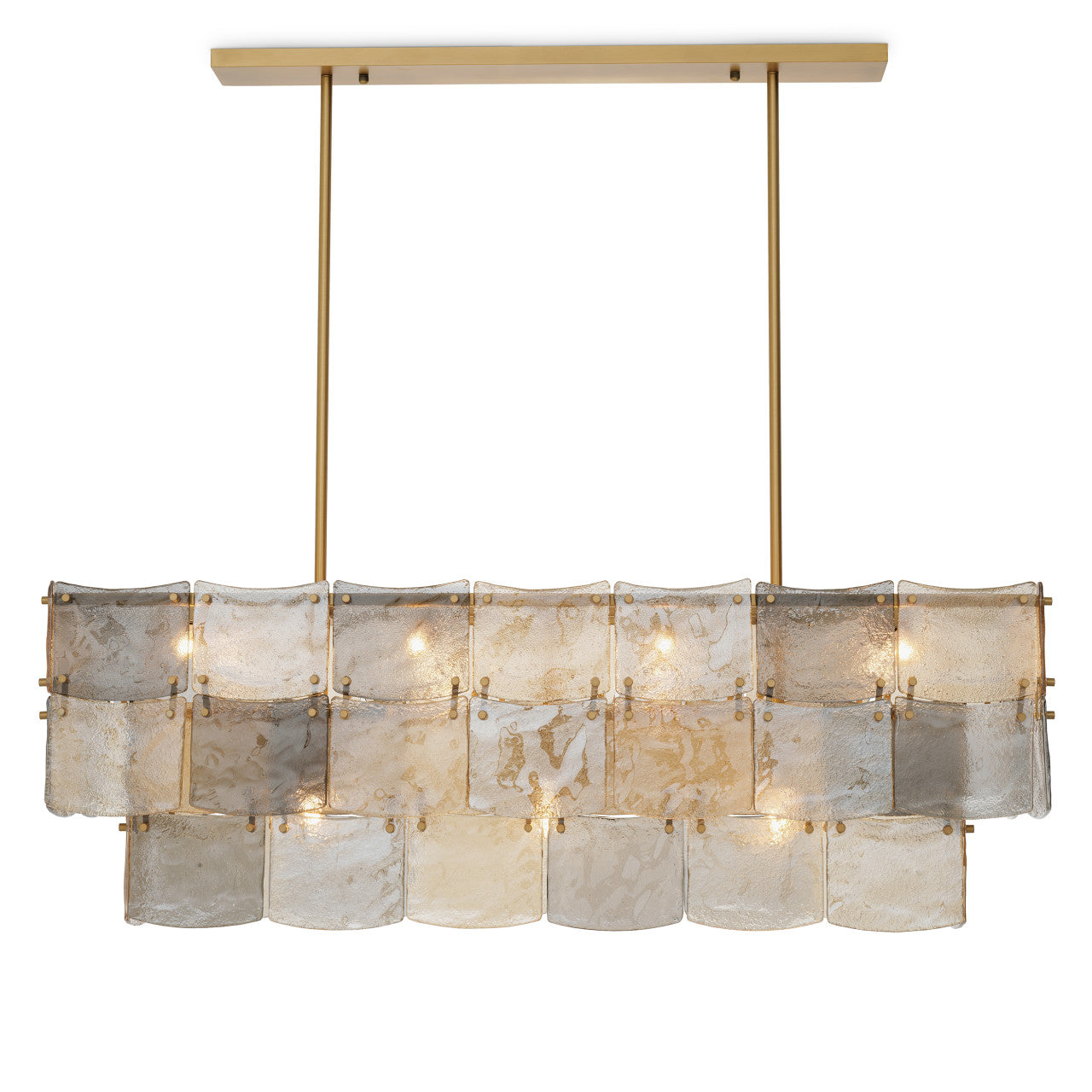 Laurent | Rechthoekige Kroonluchter met Antiek Messing en Smoked Glass | Elegante Verlichting voor een Warme Sfeer 5