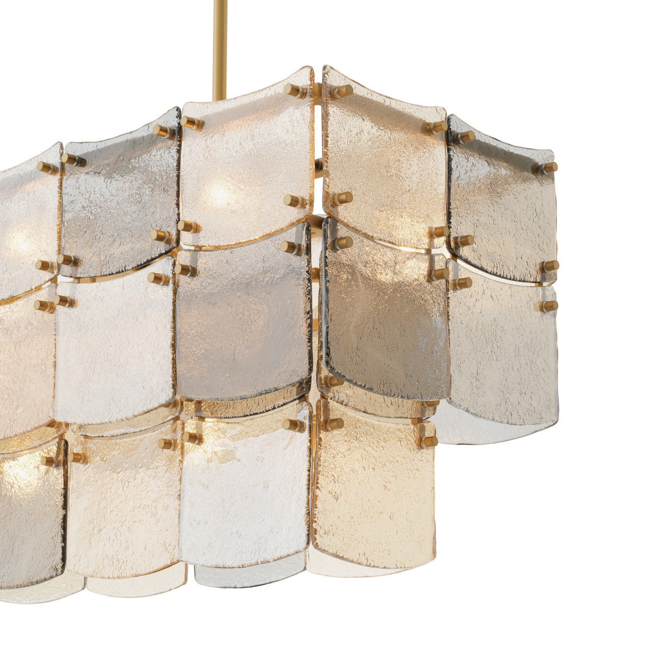 Laurent | Rechthoekige Kroonluchter met Antiek Messing en Smoked Glass | Elegante Verlichting voor een Warme Sfeer 6