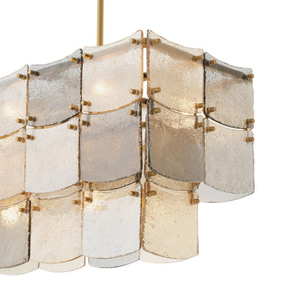 Laurent | Rechthoekige Kroonluchter met Antiek Messing en Smoked Glass | Elegante Verlichting voor een Warme Sfeer 6