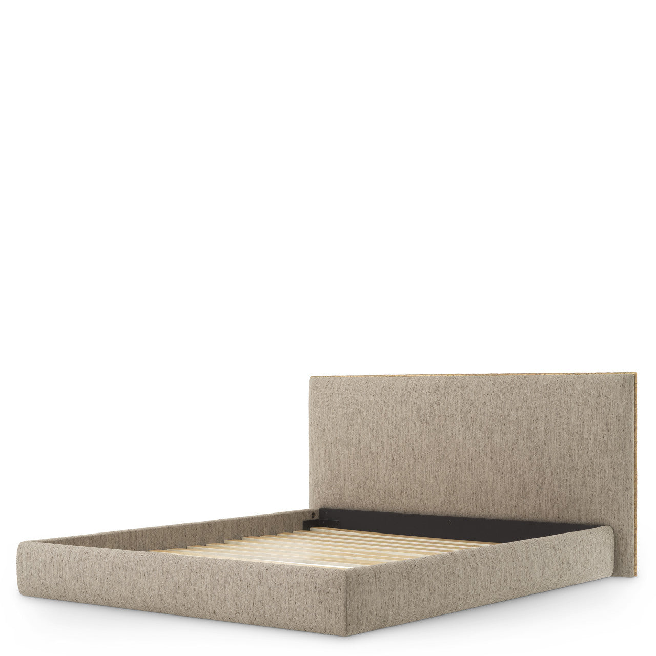 Luxe Bed met Gehamerde Metalen Rand en Zachte Beckett-Stof | Tijdloos Design voor Comfort en Elegantie 3