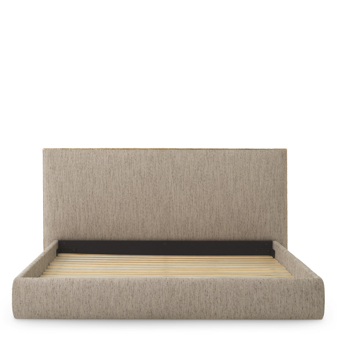 Luxe Bed met Gehamerde Metalen Rand en Zachte Beckett-Stof | Tijdloos Design voor Comfort en Elegantie 4