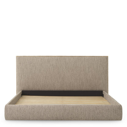 Luxe Bed met Gehamerde Metalen Rand en Zachte Beckett-Stof | Tijdloos Design voor Comfort en Elegantie 4